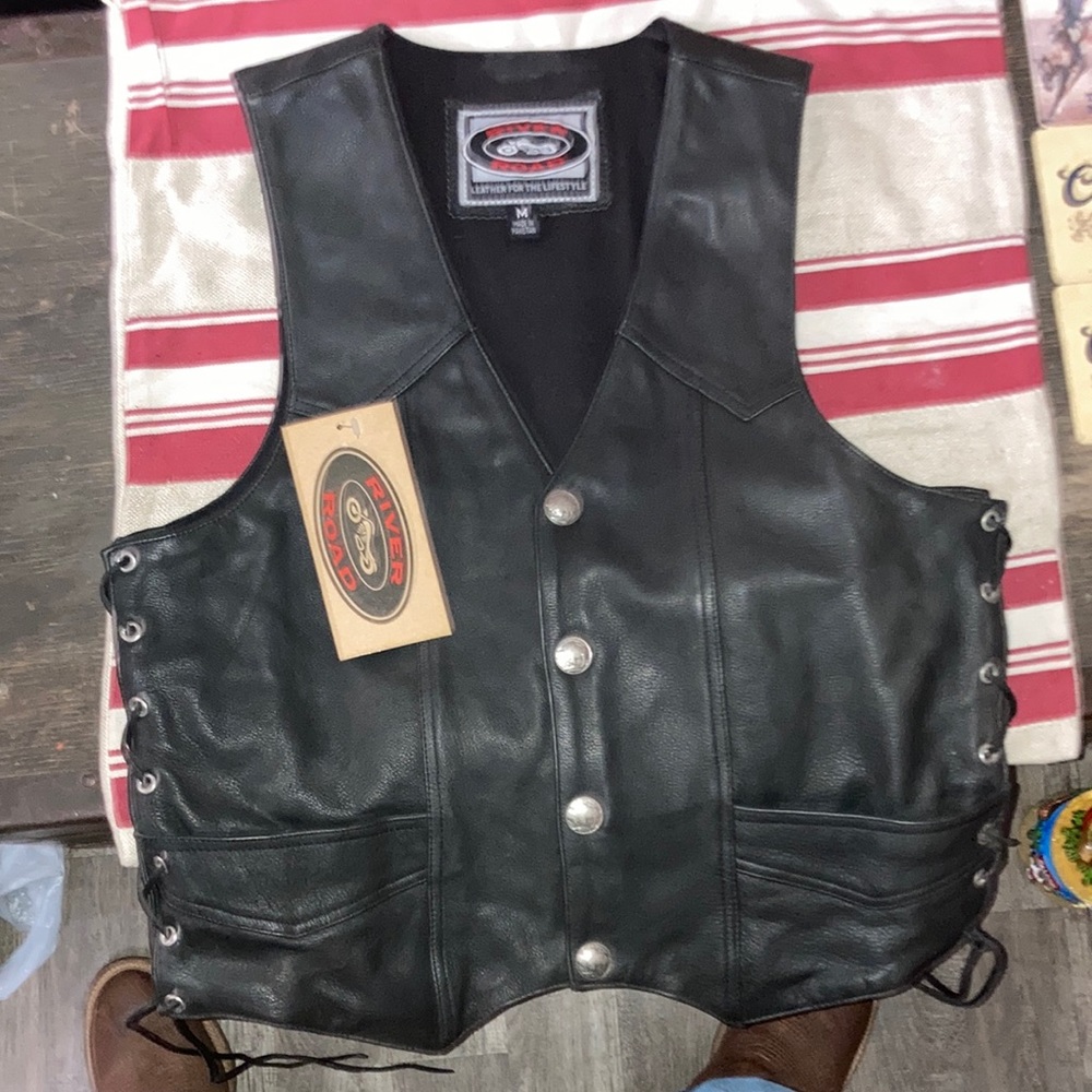 Leather biker vest